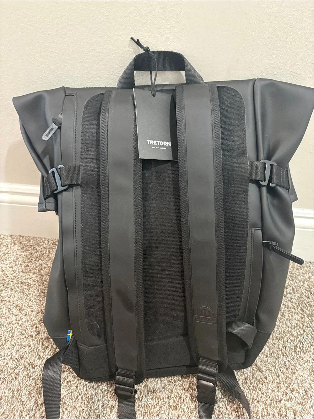 Tretorn Black Roll-Top Backpack